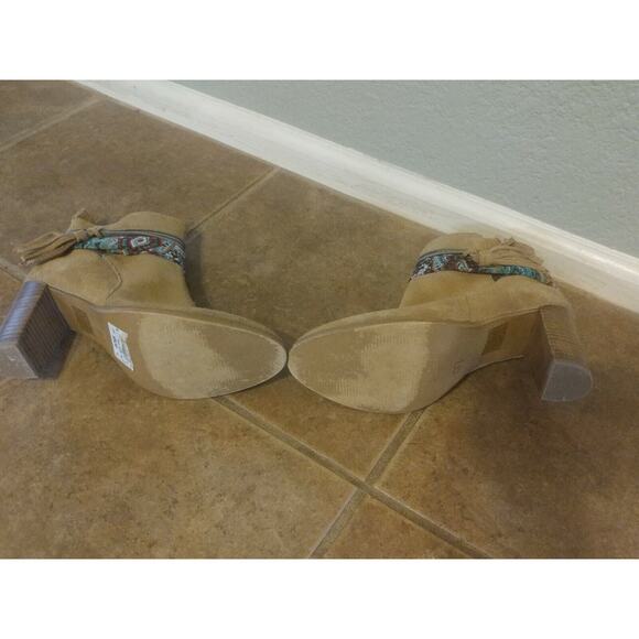 ✿ CALLISTO of California Floral Scarf Suede Leather Boots 7 M CUTE L@@K! - Picture 7 of 10